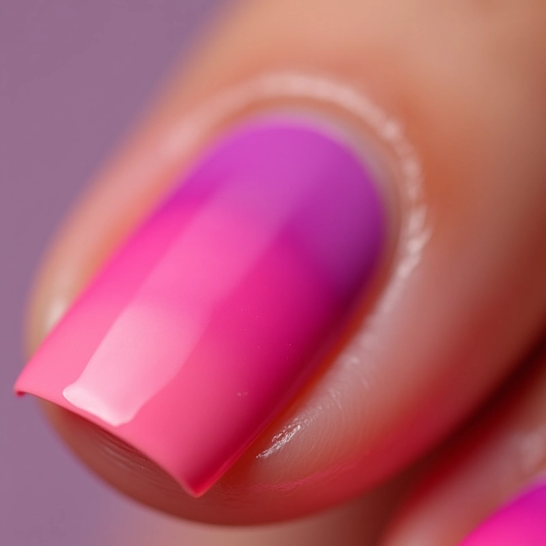 Unhas com esponjado degradê em tons suaves.