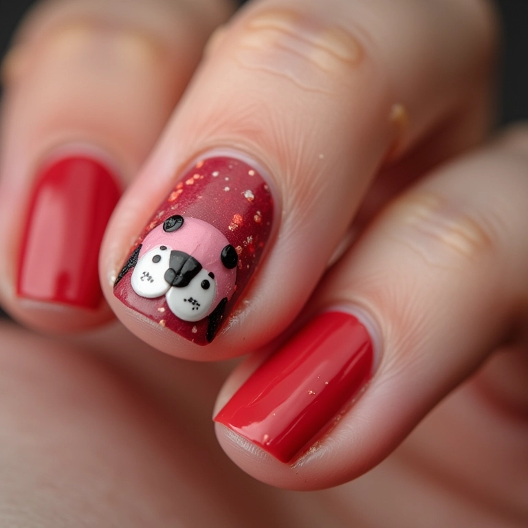 Unhas com filha única decorada.
