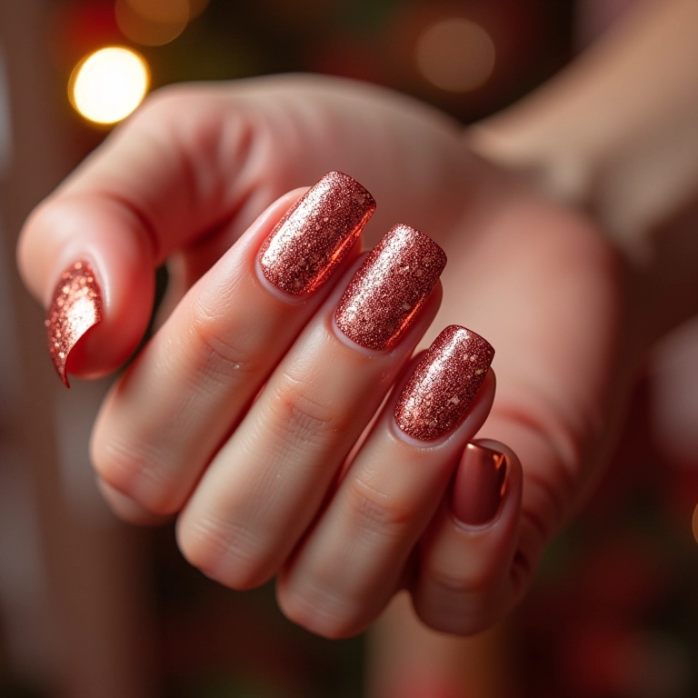 Unhas com fitilho e glitter, brilho extra para suas mãos.