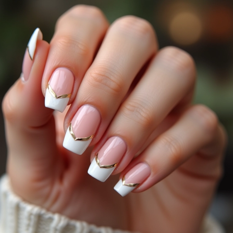 Unhas com francesinha dupla.