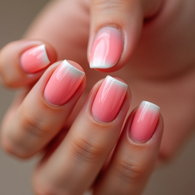 Unhas com francesinha ombré.