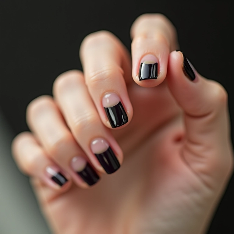 Unhas com francesinha reversa.