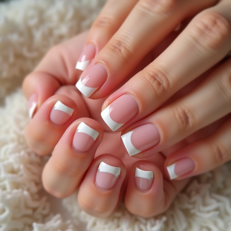 Unhas com francesinha tradicional.
