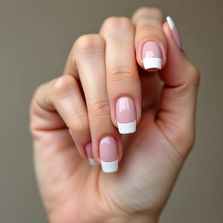 Unhas com francesinha tradicional.