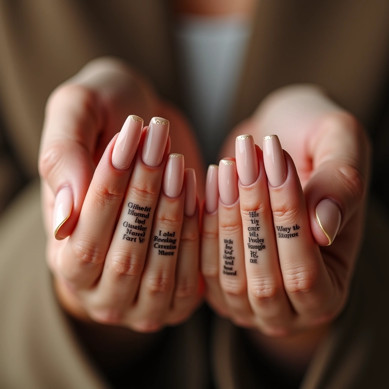 Unhas com frases inspiradoras sobre café.