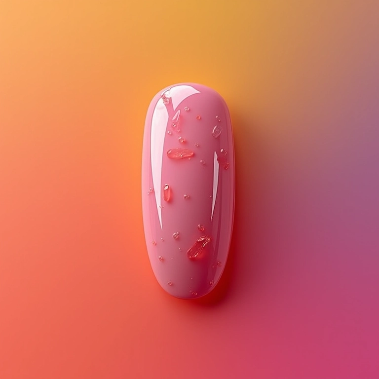 Unhas com fundo degradê vibrante, cores da Galinha Pintadinha.