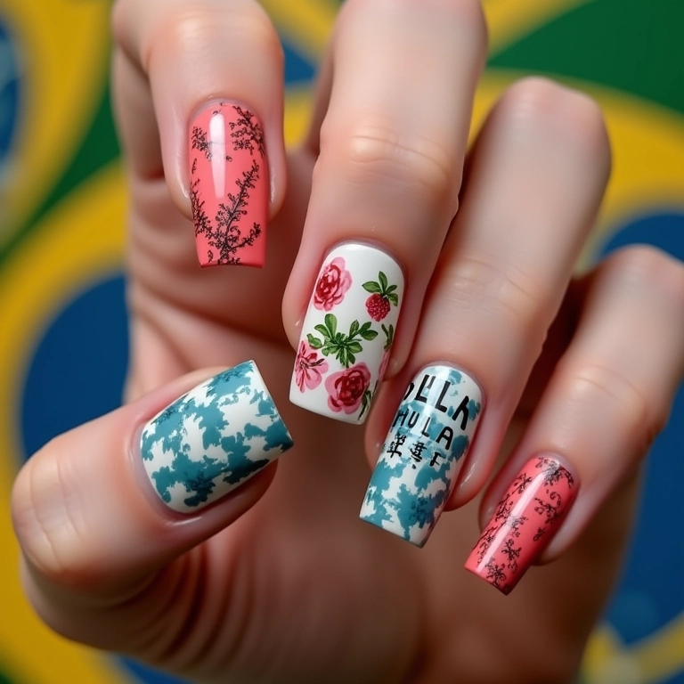 Unhas com letras em diferentes estilos, do clássico ao moderno.