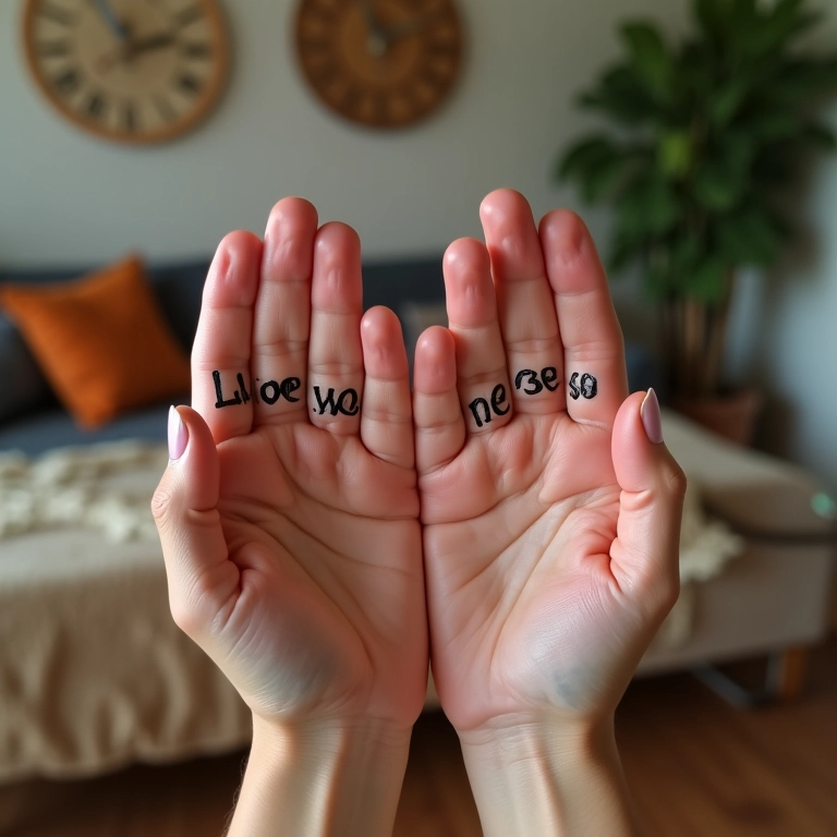 Unhas com o nome de quem você ama, em ambiente aconchegante.