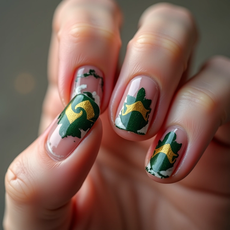 Unhas com o símbolo do Palmeiras carimbado.