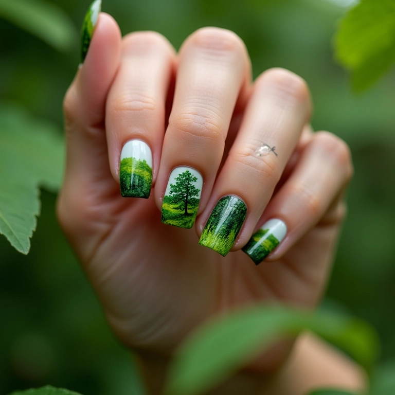 Unhas com o tema do Bosque dos Cem Acres.