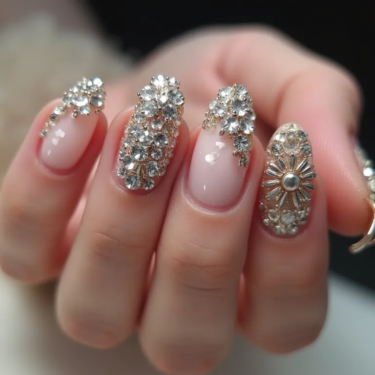 Unhas com pedrarias: brilho e glamour em cada detalhe.