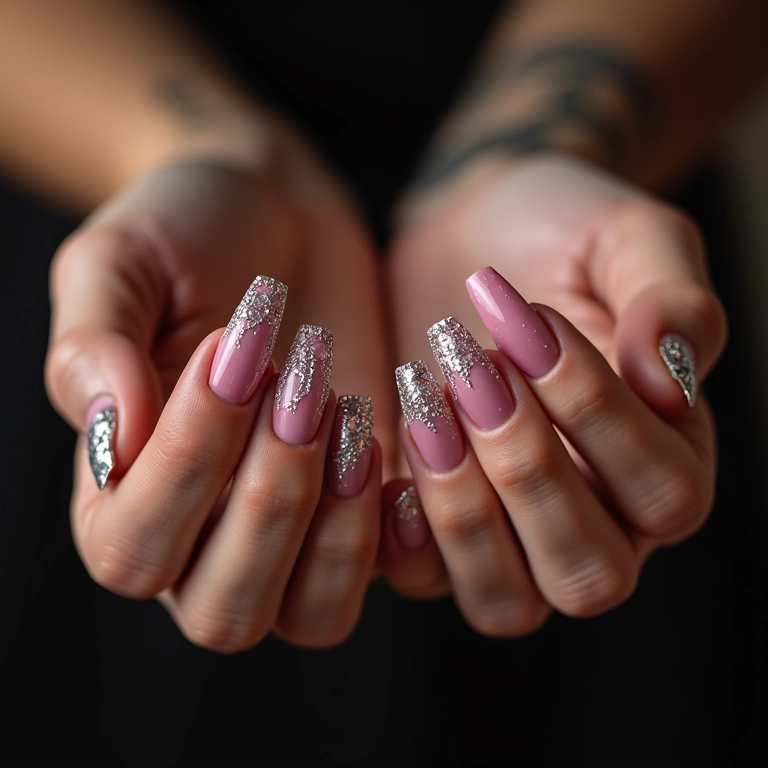 Unhas com pedrarias decoradas no molde F1.