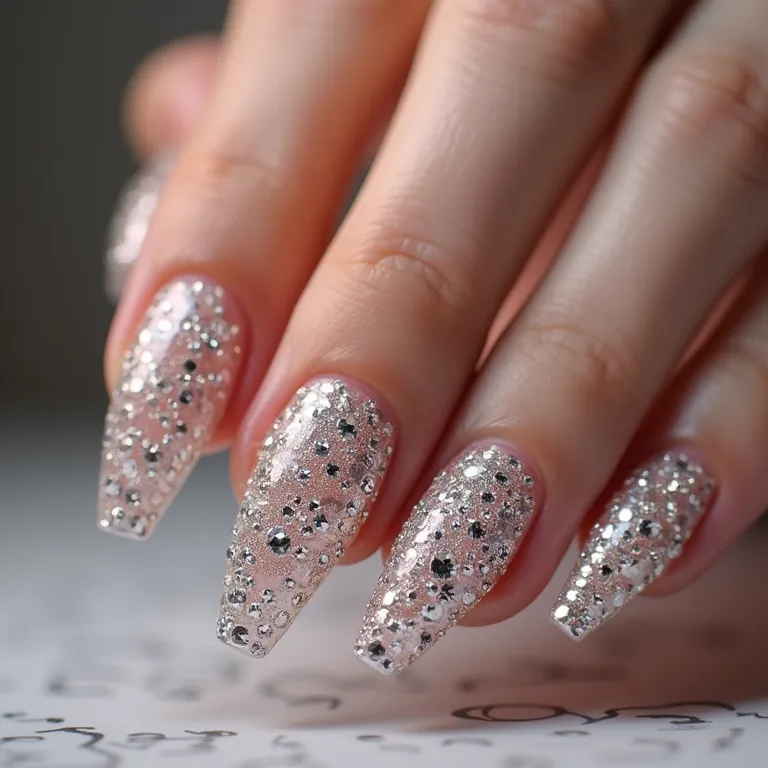 Unhas com pedrarias e cristais em PNG.