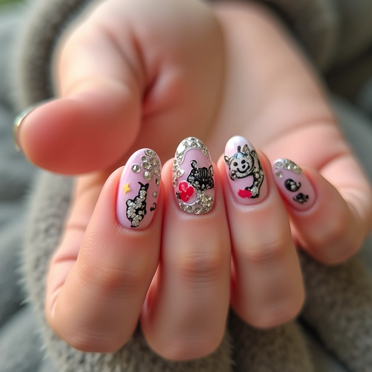 Unhas com pedrinhas e adesivos: personalização criativa.
