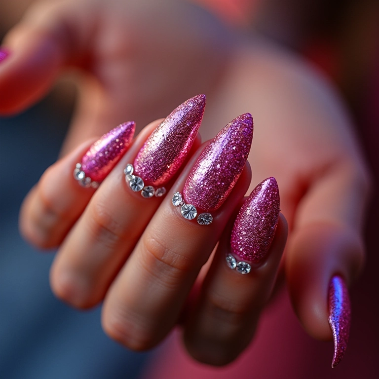 Unhas com pedrinhas e glitter: brilho em dobro!