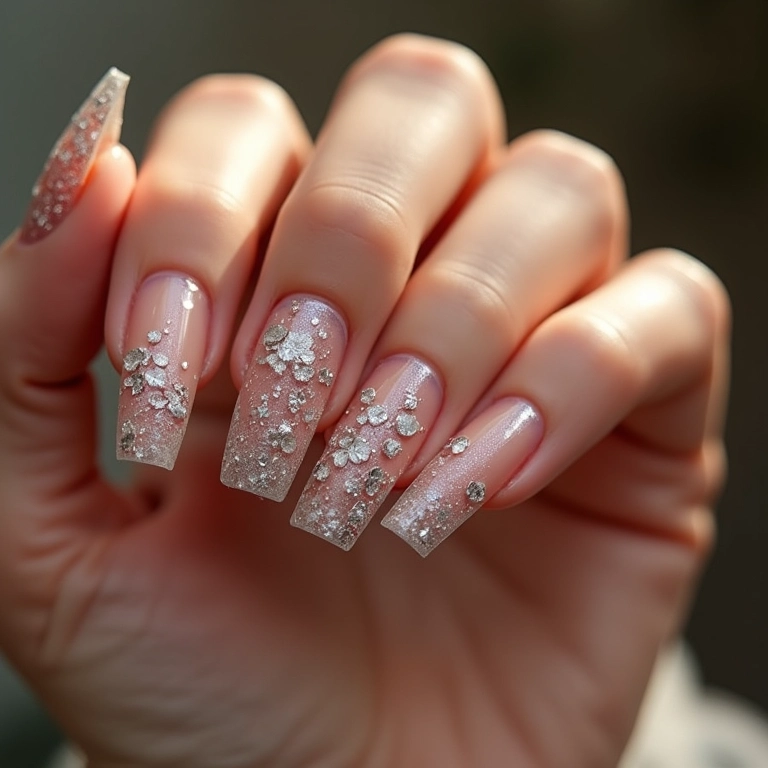 Unhas com películas de renda para um visual delicado e elegante no Ano Novo.