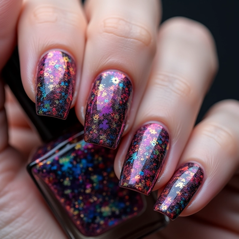 Unhas com riscos e traços com efeito 3D.