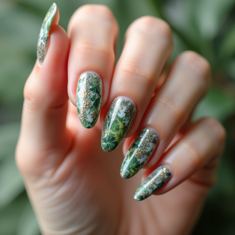 Unhas com riscos e traços inspirados na natureza.