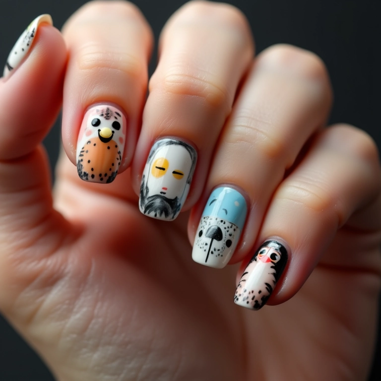 Unhas com temática de personagens, diversão e criatividade na nail art brasileira.