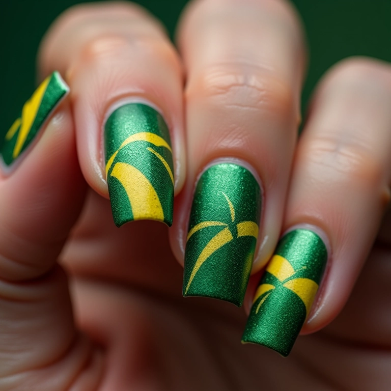 Unhas com textura e design temático do Palmeiras.