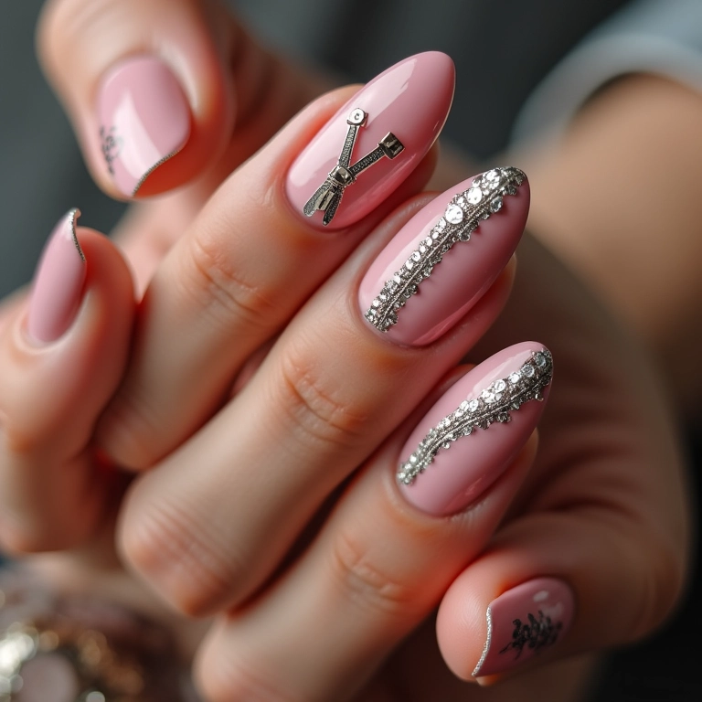 Unhas com zíper em 3D em diferentes mãos.