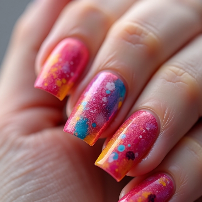 Unhas com zíper em cores vibrantes.