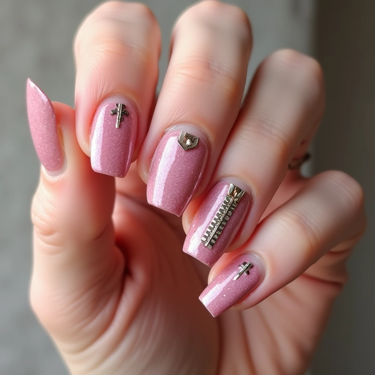Unhas com zíper lateral.