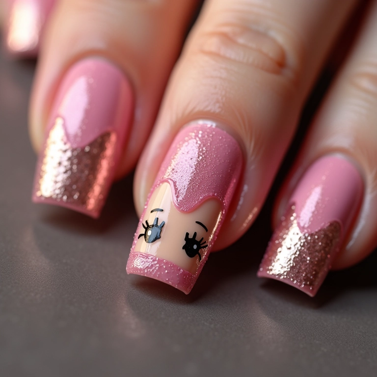 Unhas de boneca com efeito 3D.