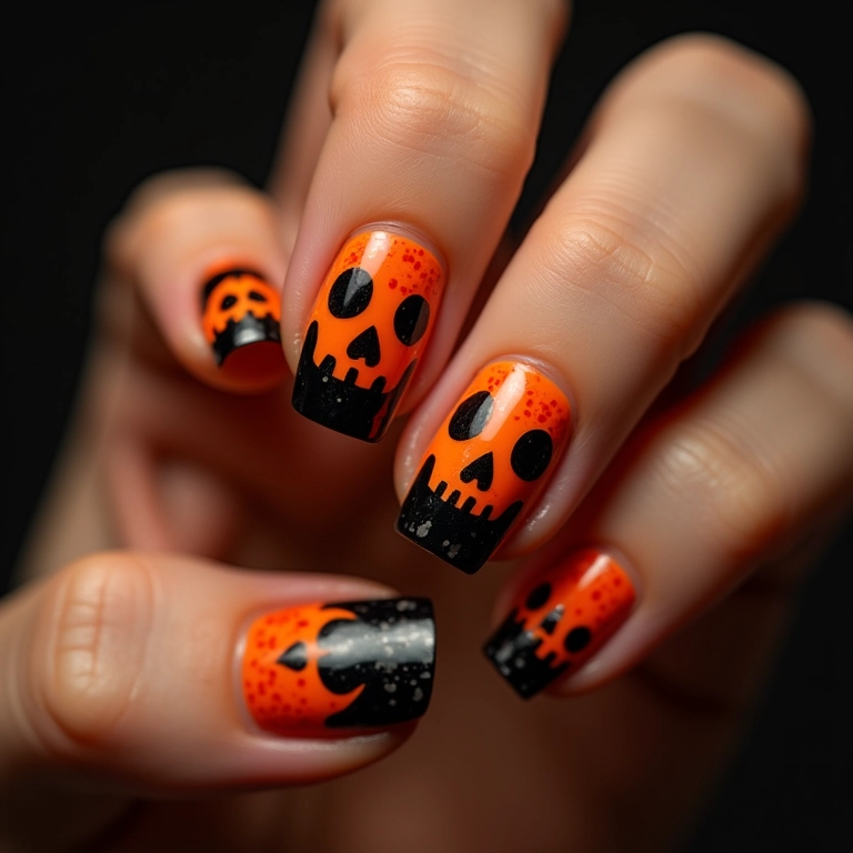 Unhas de caveira com tema Halloween, assustadoramente lindas.