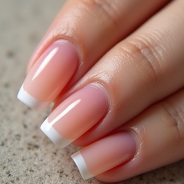 Unhas de fibra com francesinha fixa, design clássico.