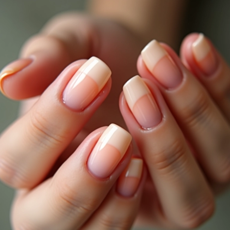 Unhas de fibra de vidro almond com francesinha.