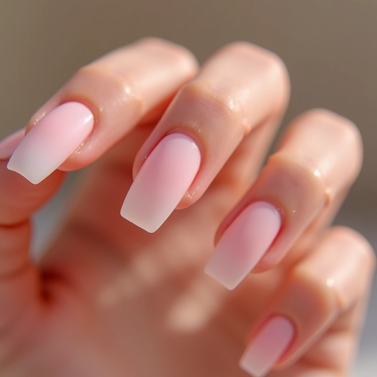 Unhas de gel bailarina elegantes e sofisticadas.