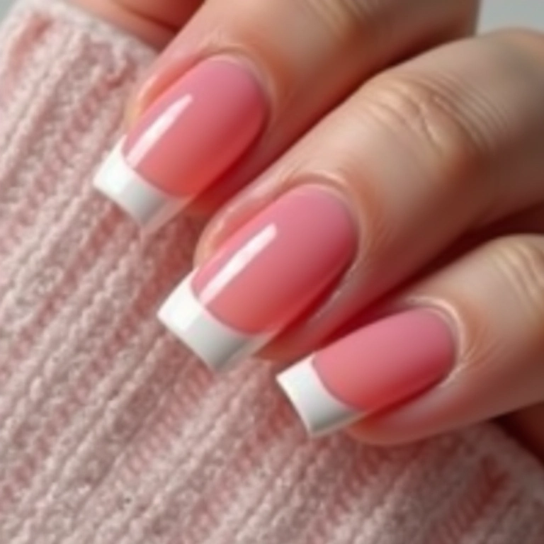Unhas de gel com francesinha clássica.