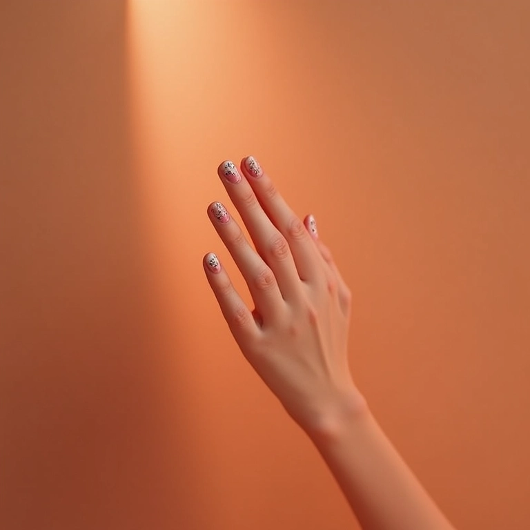 Unhas de gel com pontinhos ou riscas finas.