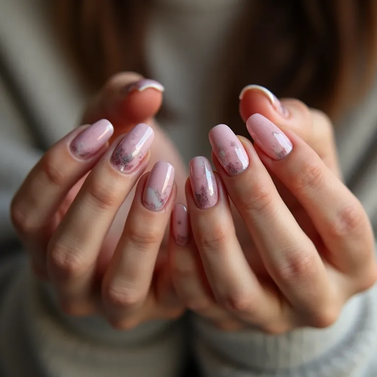Unhas de gel marmorizadas, elegância e exclusividade.