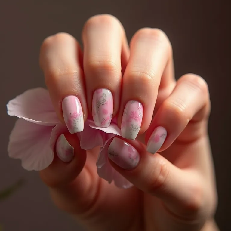 Unhas de gel marmorizadas.