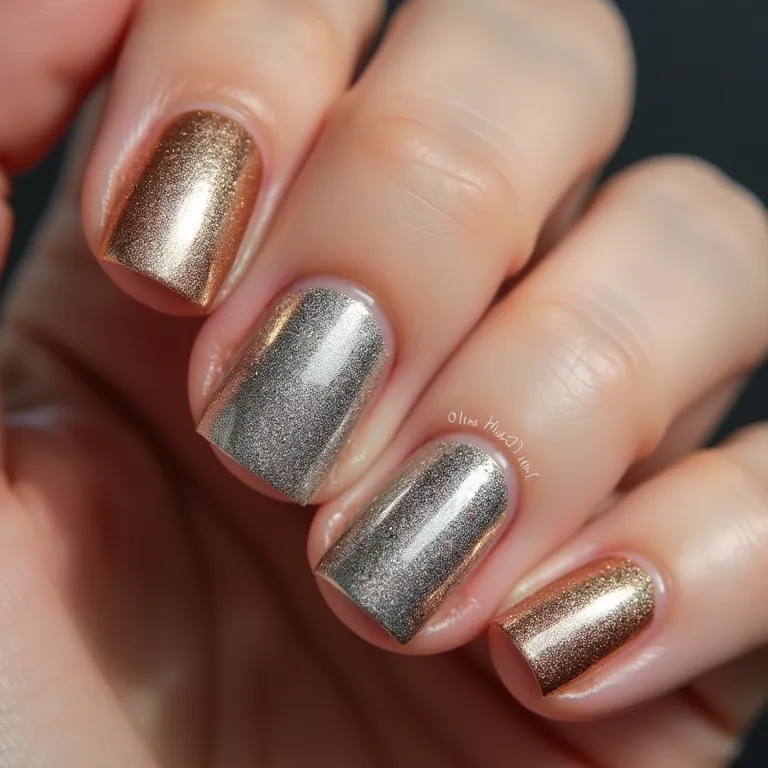 Unhas de gel metalizadas: o glamour que não pode faltar no Ano Novo.