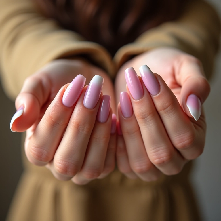 Unhas de gel ombré com degradê suave e charmoso.