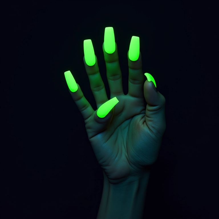 Unhas de gel verde neon para um visual ousado.
