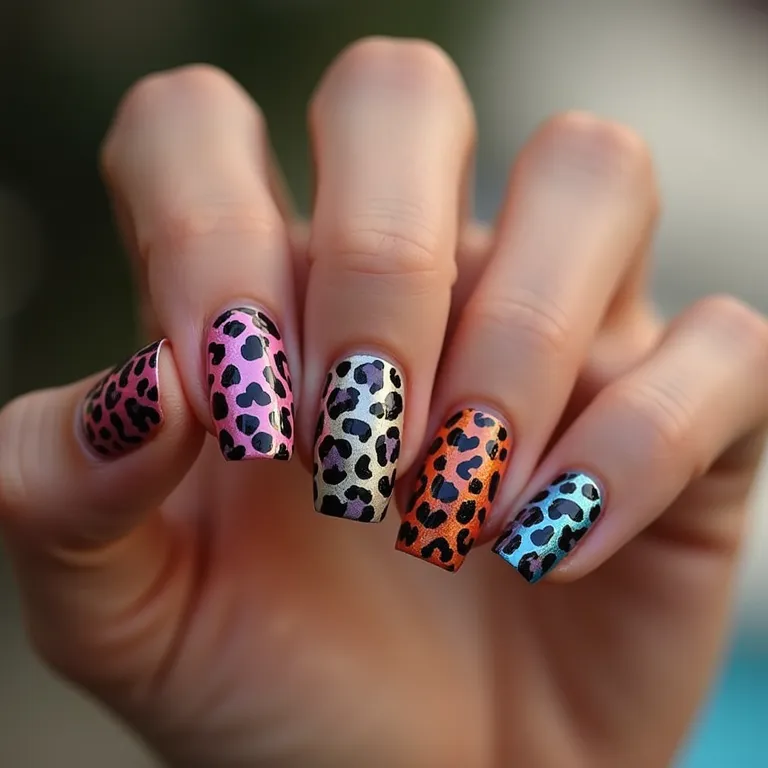 Unhas de onça coloridas com design criativo.