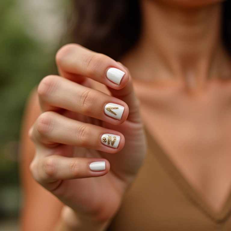 Unhas decoradas com a inicial W, design elegante e minimalista.