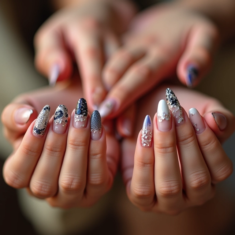 Unhas decoradas com aplicações modernas e diversas.