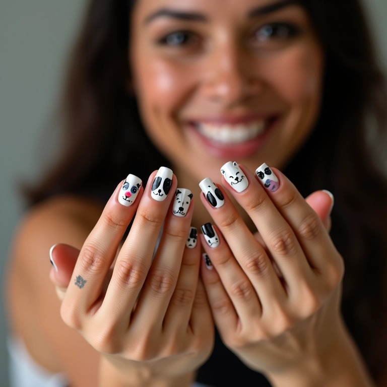 Unhas decoradas com bichinhos fofos.