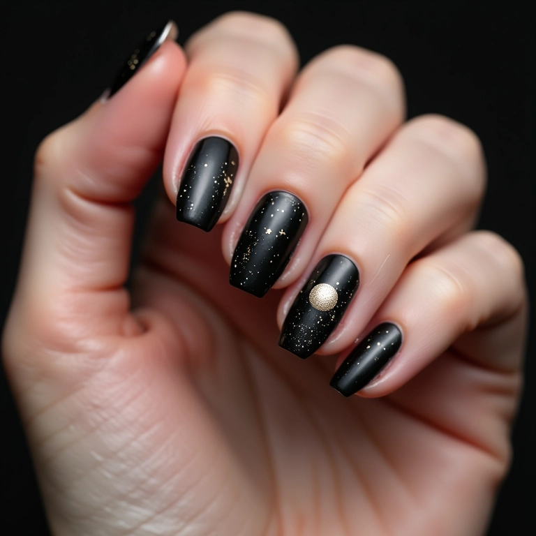 Unhas decoradas com constelações minimalistas.