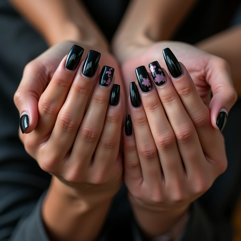 Unhas decoradas com cores escuras, tendências de inverno 2026.