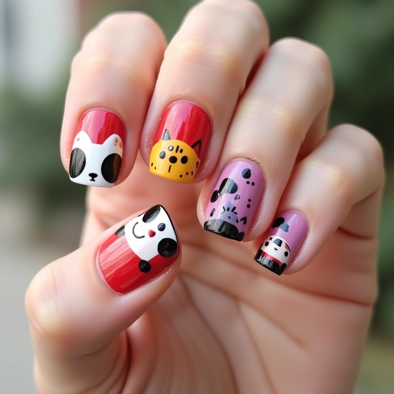 Unhas decoradas com desenhos animados: diversão e criatividade.