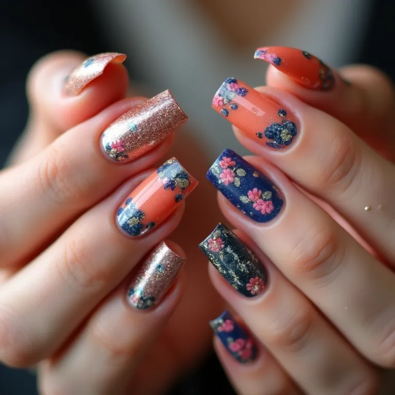 Unhas decoradas com efeitos PNG transparentes e designs modernos.