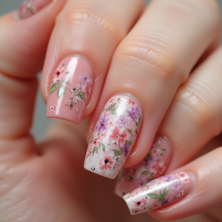 Unhas decoradas com flores: delicadeza e feminilidade.