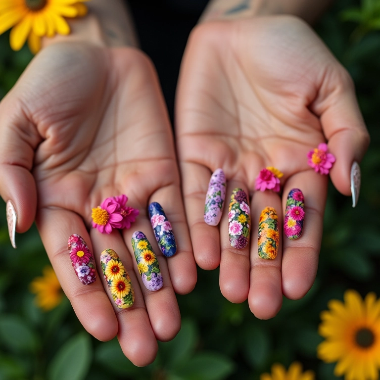 Unhas decoradas com flores: delicadeza e romantismo.