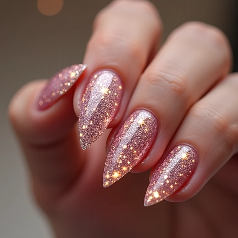 Unhas decoradas com glitter: brilho e glamour.
